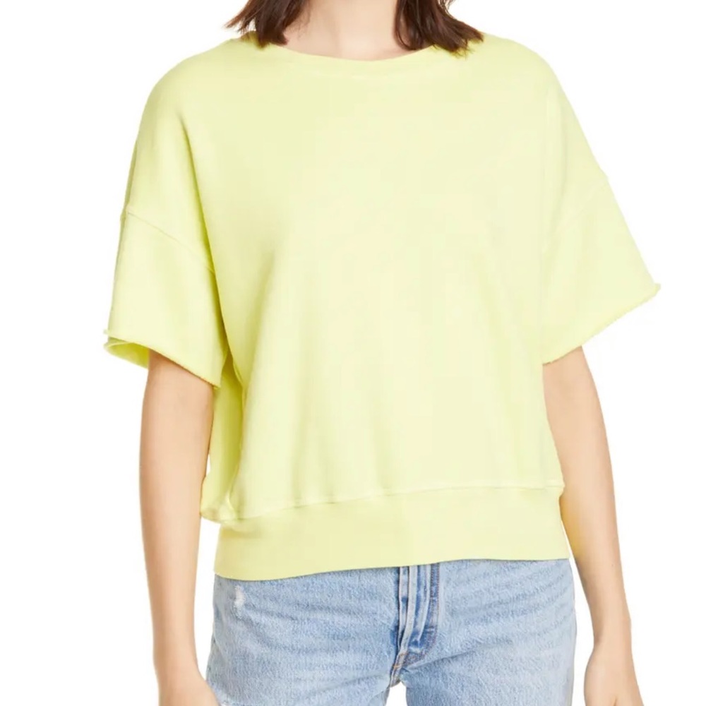 NSF Brooke sunny yellow short sleeve cotton sweatshirt size large